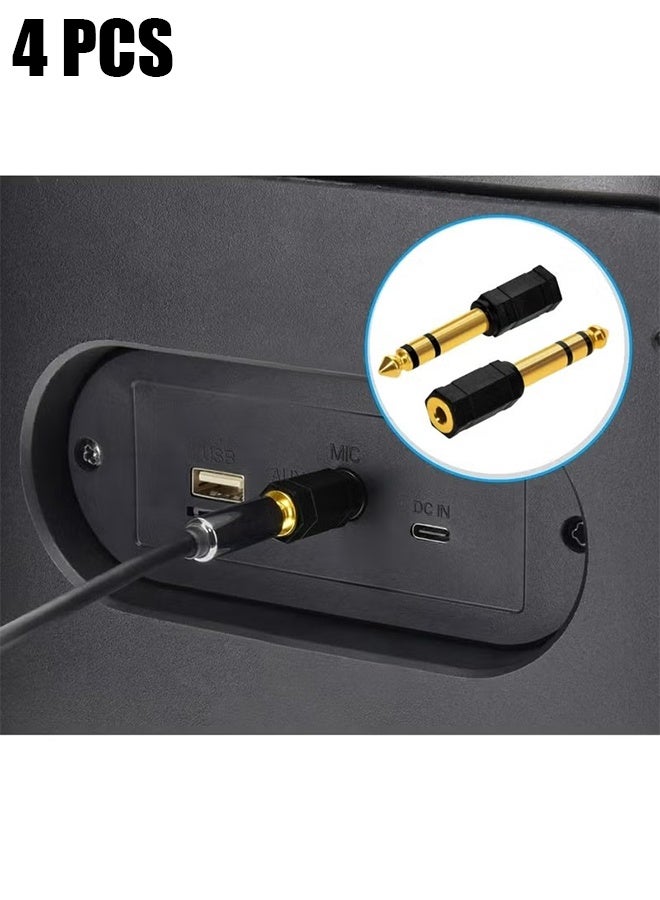 Ba Love 4 Pcs 6.5mm Male TRS Stereo Plug to 3.5mm Female TRS Stereo Jack Adapter, Gold Plated, Black - Image 1